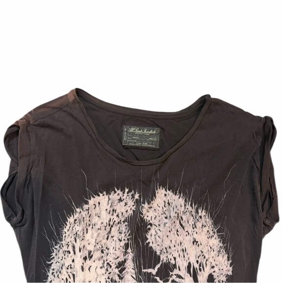 AllSaints AllSaints Spitalfields Dark Gray Tunic with White Nature Skull Graphic - Picture 2 of 14
